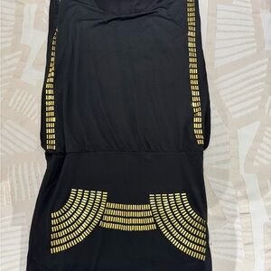Black Dress with Gold Accents